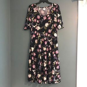 Floral A-line swing dress with pockets
